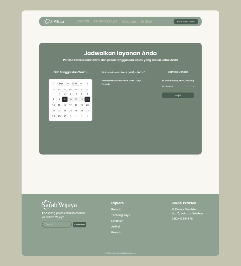 Jasa pembuatan website psikolog klinik mandir sistem booking